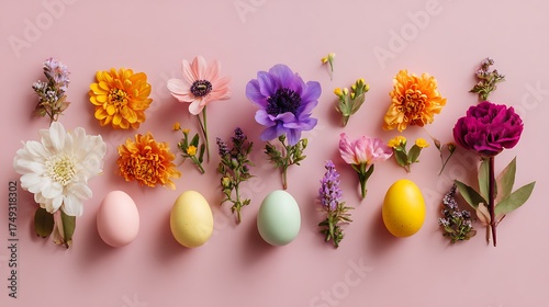 Wallpaper Mural Elegant Flowers Eggs Creative Layout Soft Background Minimal Easter Celebration
 Torontodigital.ca