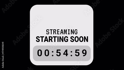 Live Streaming Starting Soon in 60 Seconds Animation Banner 4k Transparent Alpha Channel Overlay Video