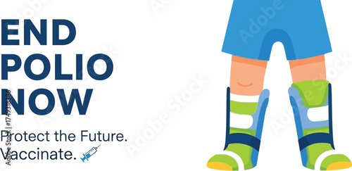 Vector art of end polio now, protect the future, vaccinate