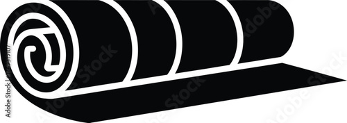 Black silhouette icon of a rolled sleeping bag or mat on a white background ready for use