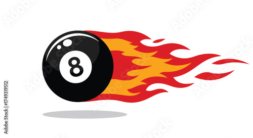 Black 8Ball Pool Ball Engulfed in Flames