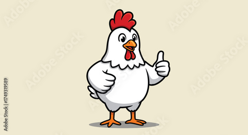 Cartoon White Chicken Giving Thumbs Up Gesture