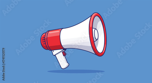 Red and White Megaphone Amplifying Sound for Announcements.