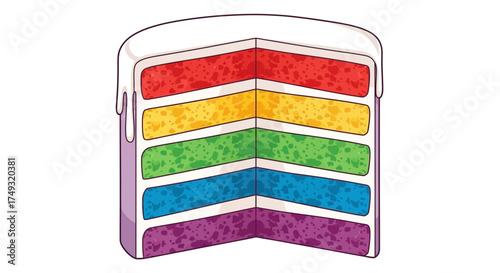 Celebrate with a vibrant rainbow cake slice, perfect for birthdays and cheerful occasions, bringing joy and color to any project or design