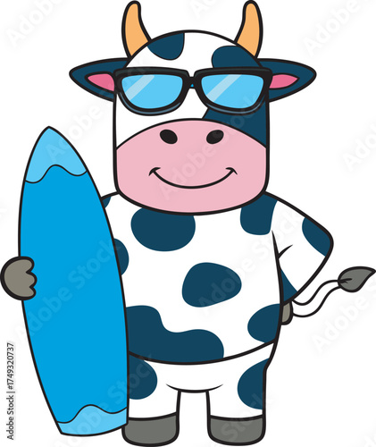 Adorable cartoon cow character illustration with a friendly expression