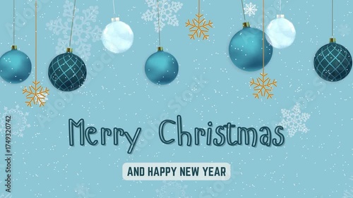 video decoration design merry christmas and new year greeting card with balls