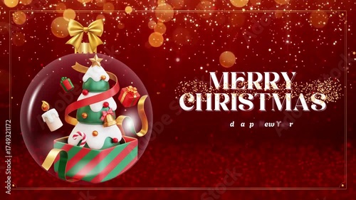 video meryy christmas greeting card with christmas ball for greeting design snowflake