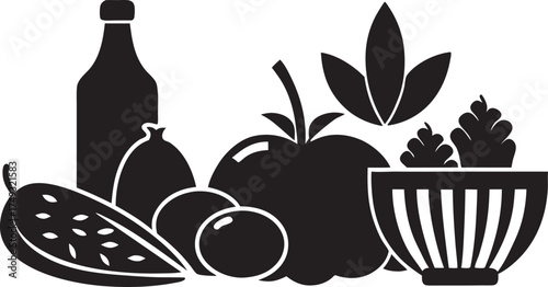 Healthy food silhouette collection for food and nutrition graphics