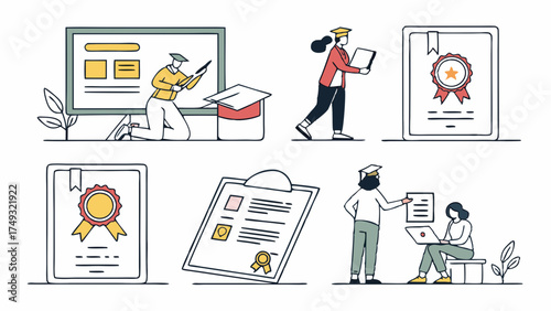 Online Education Certification. Students Achieving Professional Development and Career Success with Digital Learning Programs.