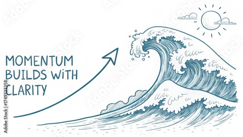 Dynamic Wave Illustration with Clear Message of Growth and Clarity