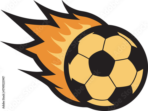 Dynamic flaming soccer ball illustration with fiery energy