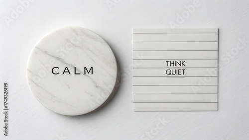 Elegant marble coaster and notepad with calming motivational phrases