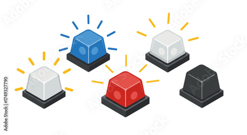 Colorful mechanical keyboard keycaps with radiating light effects