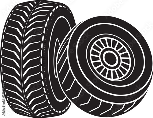 Detailed illustration of rubber tire molds for manufacturing