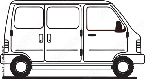 Retro van illustration with vibrant color accents