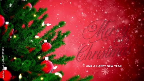 video design greeting new yaer season for red christmas background with snowflakes