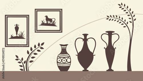Classical Vases and Art Silhouettes for Cultural Education and Elegant Home Decor Web Design