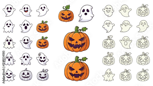 Halloween Festival Vector Illustration Icon Set – Spooky Holiday Elements