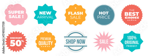 Set of sale tags label vector 