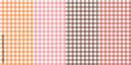 Wallpaper Mural Autumn gingham plaid pattern background in warm orange, pink, brown, and red tones. Seamless checkered fabric texture perfect for fall design, textile, or cozy seasonal decor. Torontodigital.ca