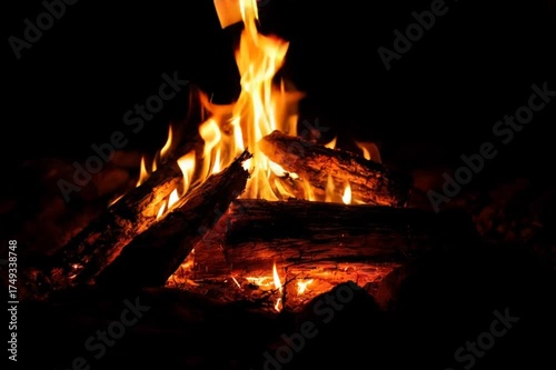 Campfire Tales - A Nighttime Gathering Around the Flickering Flames.