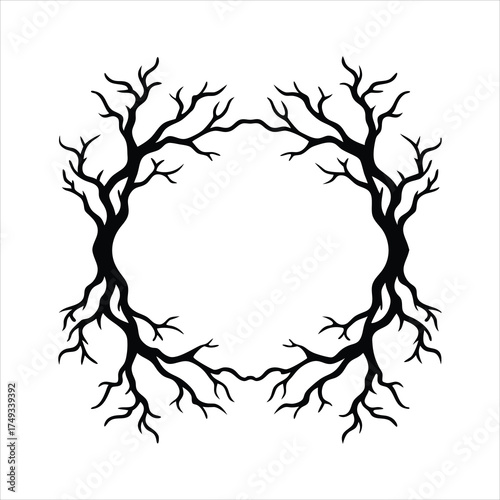 Creepy tree branches forming halloween border shap