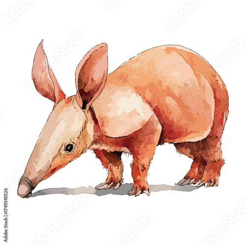 Aardvark Watercolor Illustration African Wildlife Animal.