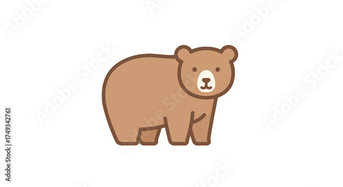 Cartoon Brown Bear Illustration with Simple Design and Cute Features.