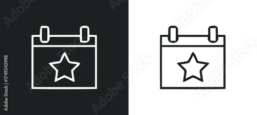 Calendar icon with a star symbol indicating a special event or important date silhouette
