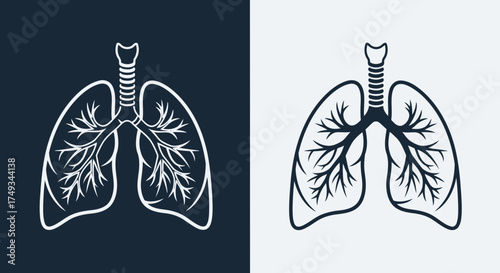 Stylized human lungs and trachea anatomy illustration in a clean silhouette style