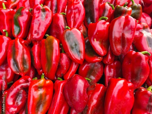 Fresh Red Bell Peppers Close Up
