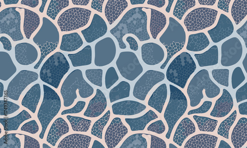 Textured Giraffe Print and Mosaic Stone Seamless Pattern
