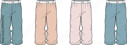 Four Pairs of Comfortable Pajama Bottoms in Different Colors and Styles