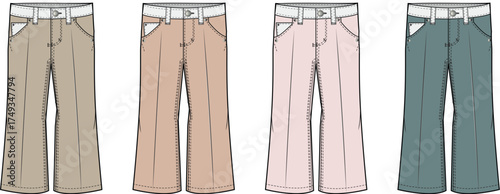 A Collection of Stylish and Versatile Trousers in Various Earthy Tones and Pastel Shades, Perfect for Everyday Wear