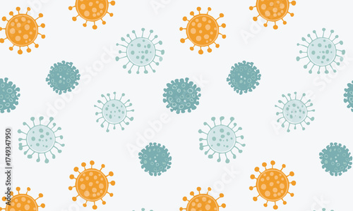Hand Drawn Virus and Microbe Seamless Pattern