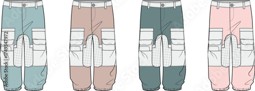 Cargo Pants in Pastel Fashionable and Functional Design Set