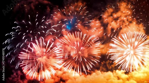Fireworks at Night. Colorful Fireworks. New Year's Fireworks. Countdown Celebration
