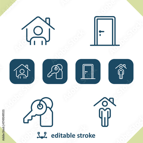Home Icons. House, Realtor, Door, Key, Real Estate Icon