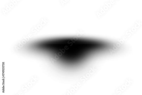 Abstract Black Ground Shadow on White Background, Realistic Elliptical Drop Shadow Illustration, Dark Blurred Gradient Shadow for Mockups