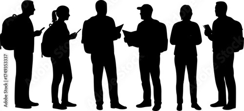 Global Business Travelers Group Silhouette - Tourism Teamwork Vector	