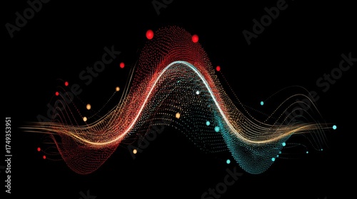 Dynamic sound waves visualization abstract art digital media dark background 3d perspective vibrant colors for enhanced engagement