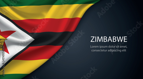 Zimbabwe national flag with smooth fabric texture background