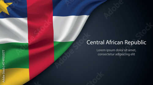 Central African Republic national flag with smooth fabric texture background