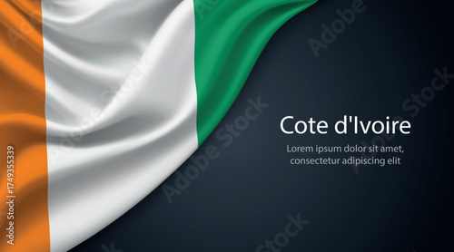 Cote d'Ivoire national flag with smooth fabric texture background