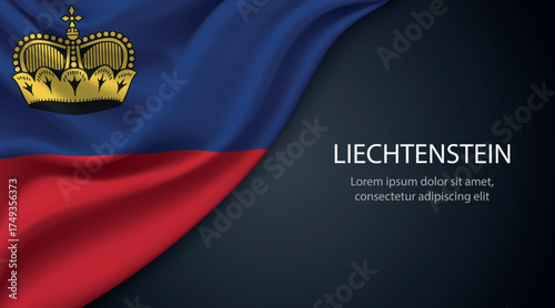 Liechtenstein national flag with smooth fabric texture background