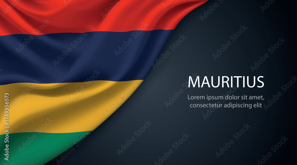 Fototapeta premium Mauritius national flag with smooth fabric texture background