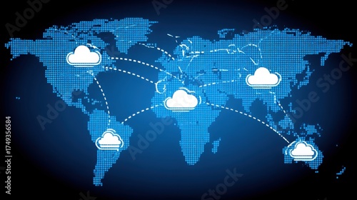 Global cloud connectivity data exchange digital landscape technology virtual environment networked viewpoint cloud computing trends