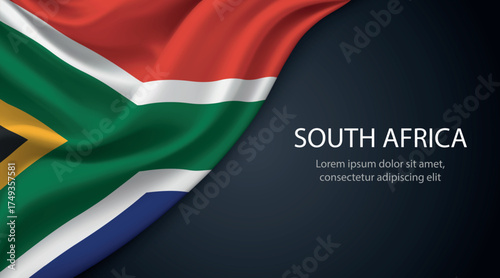 South Africa national flag with smooth fabric texture background