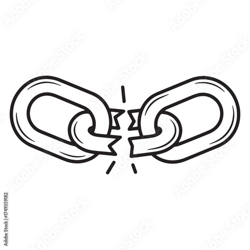 Broken Connection Depicting Disconnection Weakness and Vulnerability in Partnership Trust and Relationships Conceptually Shown with Two Chain Links
