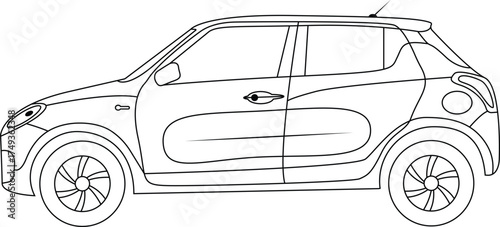 Simple car line art vector illustrations.